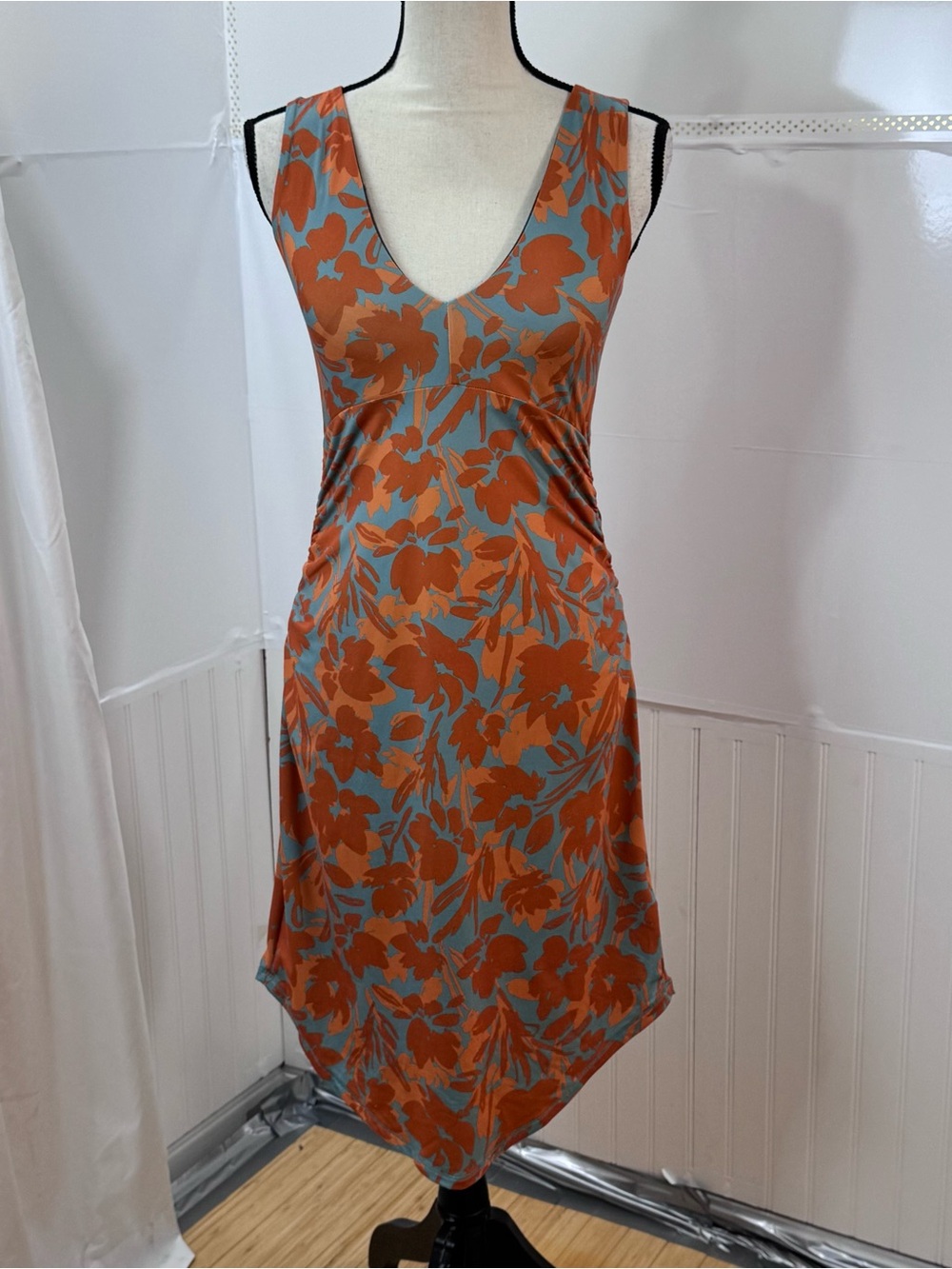 prAna Floral Sleeveless Midi Dress Small Boho Stretch Summer Festival Chic Y2K